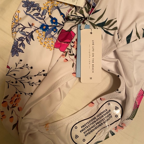 White Floral One Piece Swimsuit - Picture 2 of 2